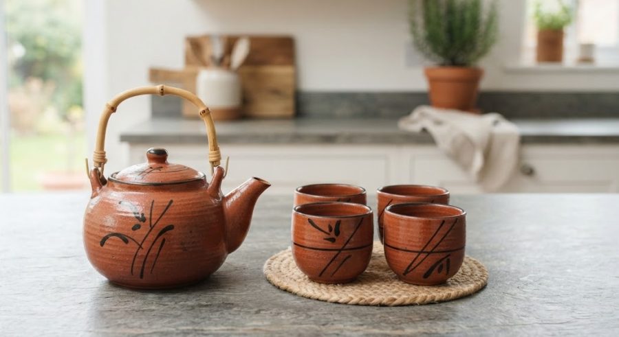 Glazed Clay Tea Set — alternate view